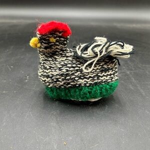 Handcrafted Knitted crochet hen chicken - Black, Green, Red